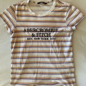 Embroidered Abercrombie Striped Tshirt